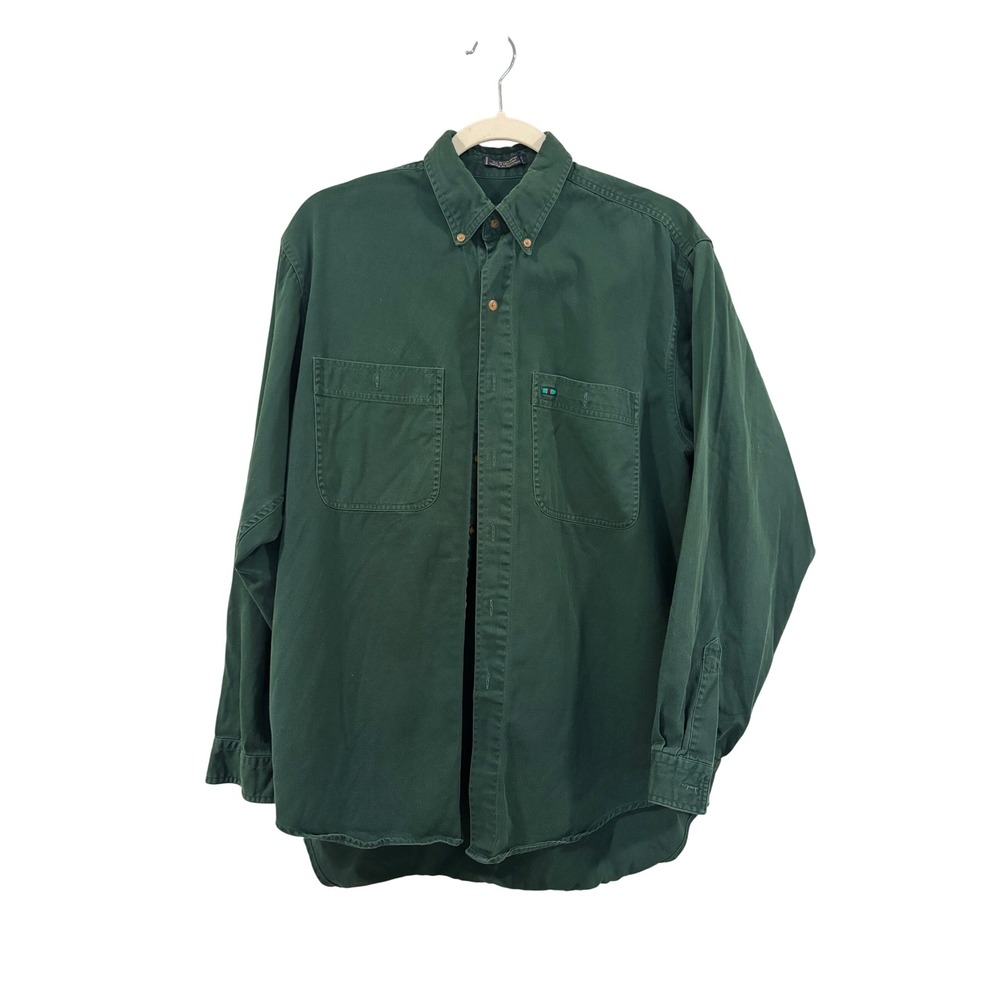 Colours by Alexander Julian Button Down Shirt Green Cotton Twill Long Sleeve